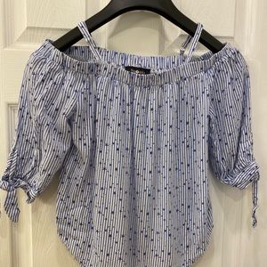 Girls Amy Byer Blue White Striped Shirt